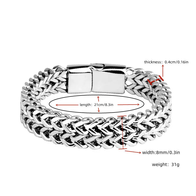 Pulsera Magnética Trenzada Doble Fila de Acero Inoxidable con Cierre Magnético