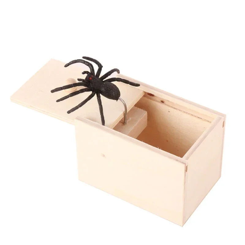 Funny Gifts Trick Spider juguetes Scare Box Wooden Hidden Box Prank Wooden Scare Box Fun Game Prank Trick Friend Party Toys 장난감