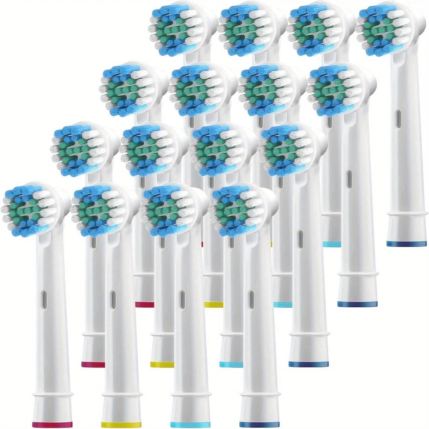 Variedad Online Cabezales de repuesto para cepillo de dientes eléctrico, blancos con cerdas azules y verdes, compatibles con Oral-B Braun.