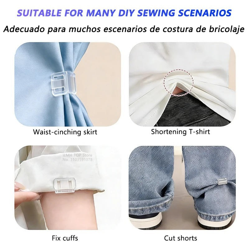 Pack de clips transparentes de plástico para dobladillo de pantalones, faldas y puños de Variedad Online.