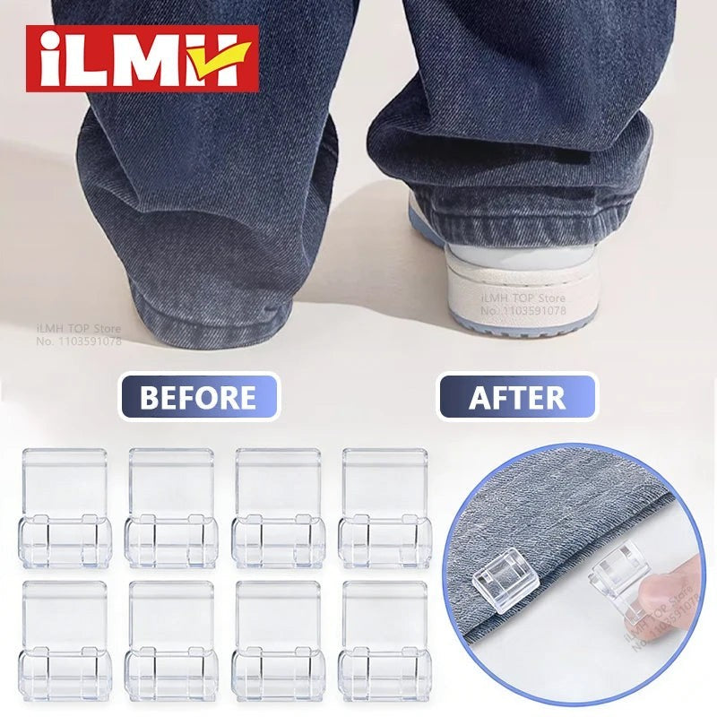 Pack de clips transparentes de plástico para dobladillo de pantalones Variedad Online, para ajustar la longitud sin costuras.