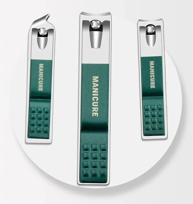 Estuche de manicura profesional Variedad Online de seis piezas en acero inoxidable verde. Incluye cortaúñas y herramientas de cuidado de uñas.