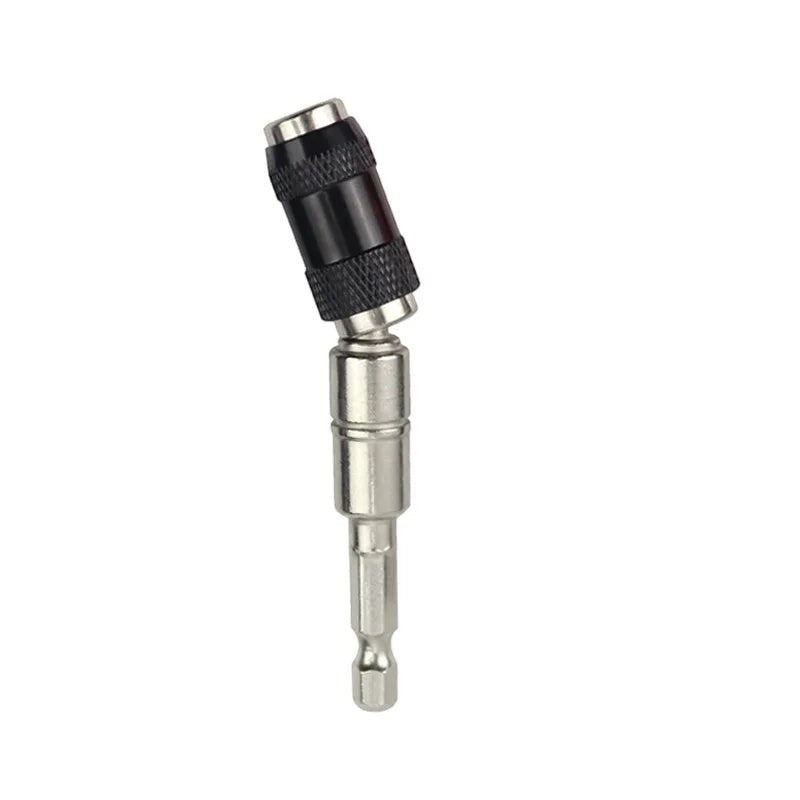 Extensión de taladro flexible de metal plateado y negro de Variedad Online para acceder a tornillos difíciles.
