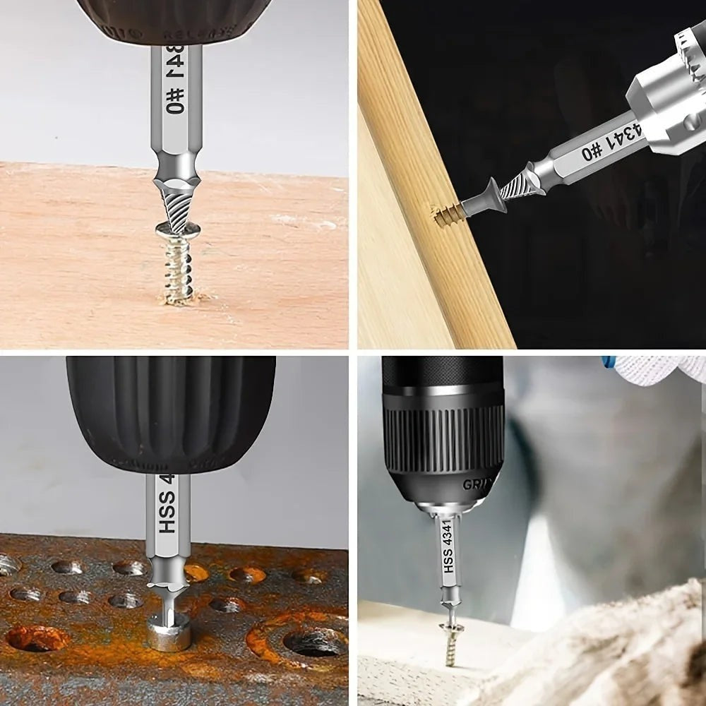 Variedad Online extractor de tornillos HSS 4341 de doble extremo para madera y metal, plateado, 4 piezas