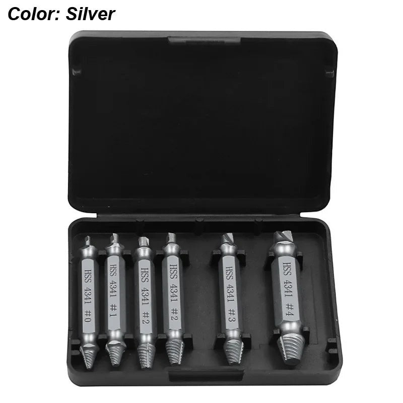 Variedad Online extractor de tornillos de acero HSS 4341 plateado, juego de 6 piezas para madera y metal