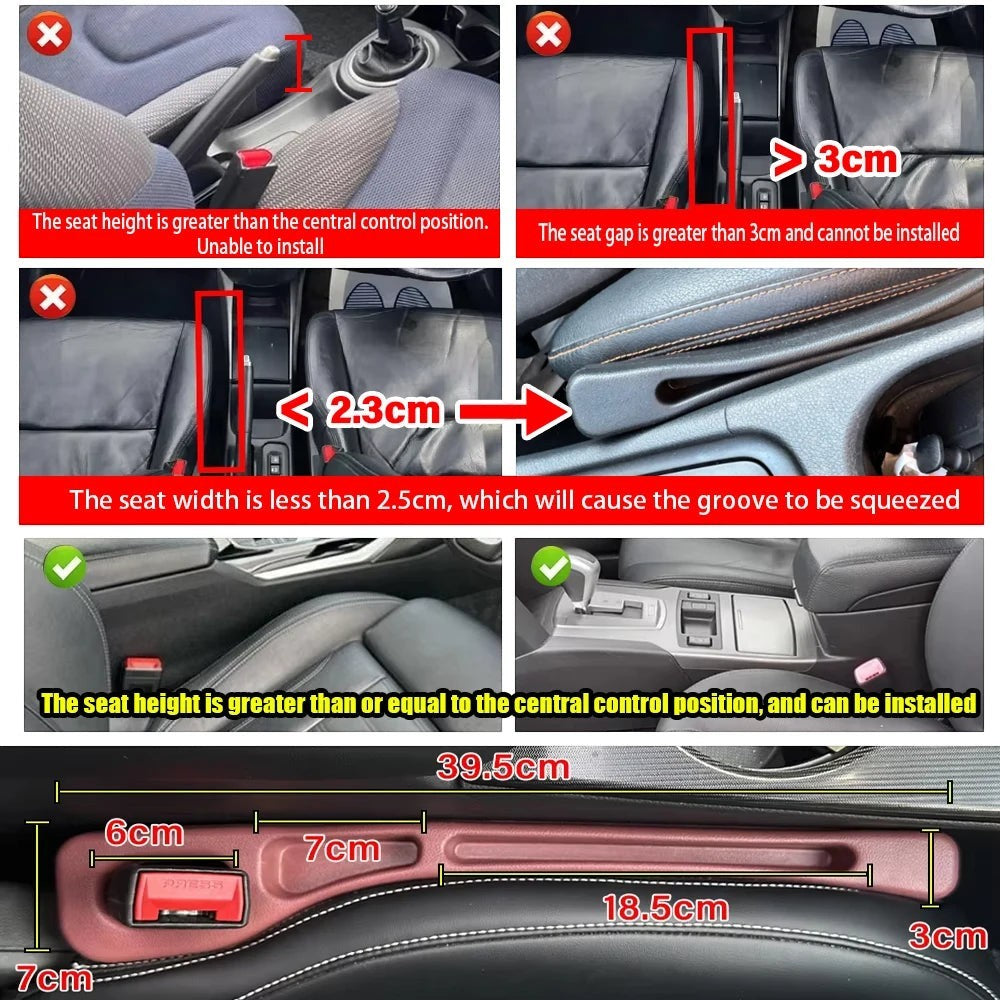 Variedad Online organizador de huecos para asientos de coche en color burdeos, con compartimentos para teléfono y llaves. Diseño universal.